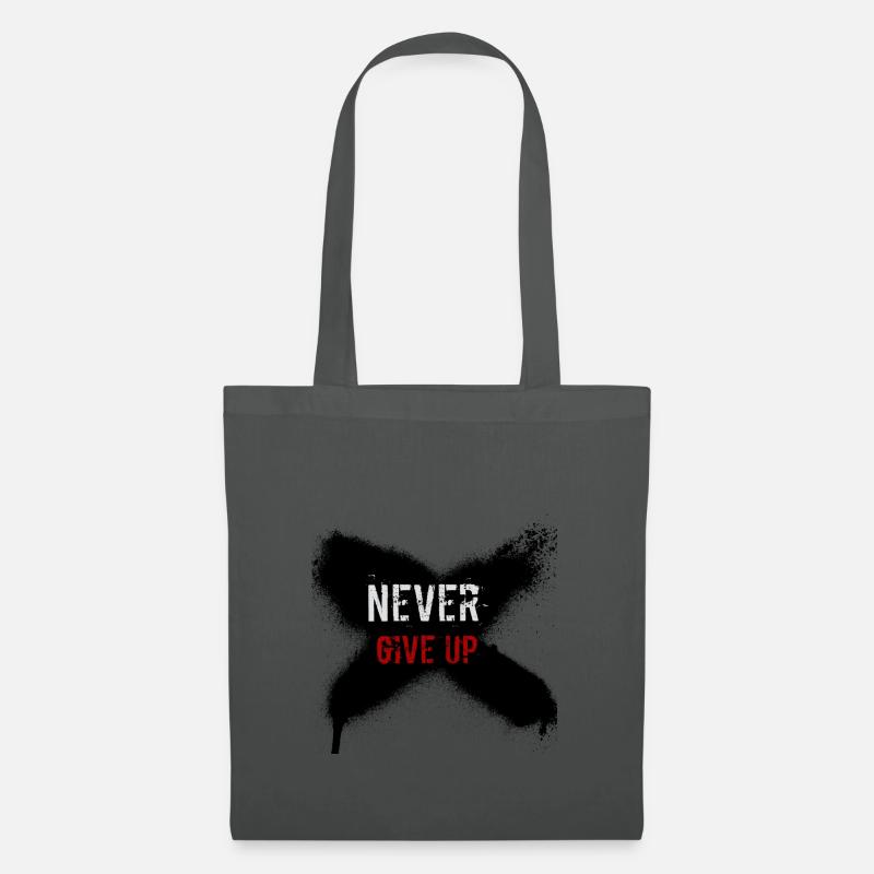 Never Give Up - Stoffbeutel - Graphite