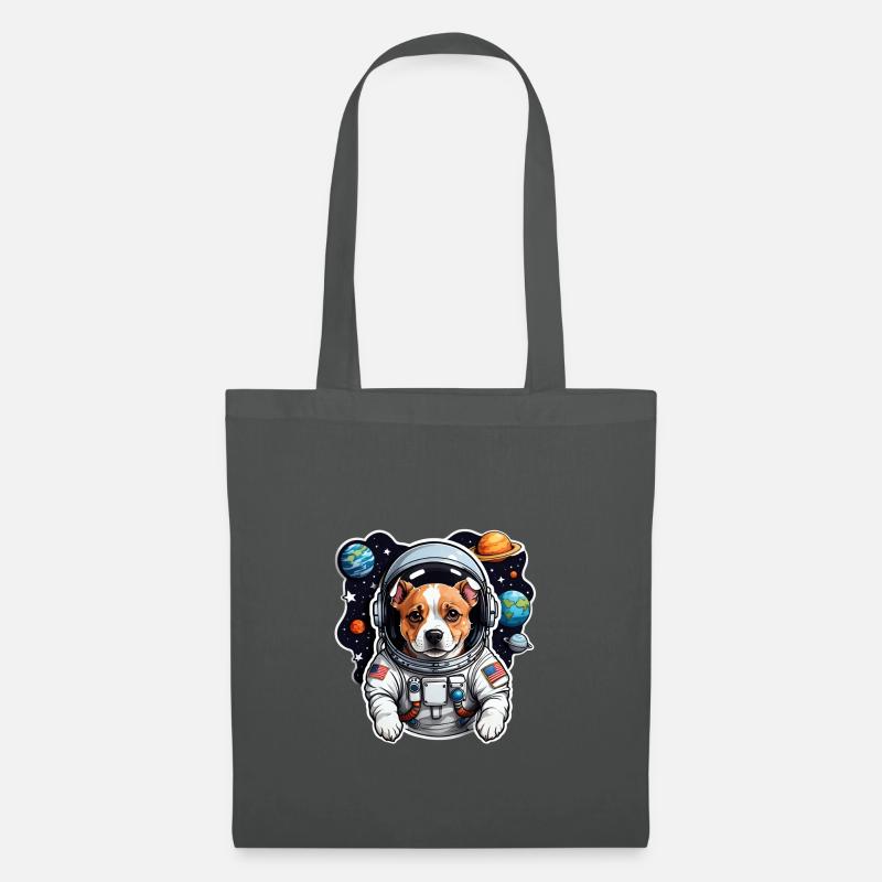 Space Dog with Planets - Tote Bag - graphite grey