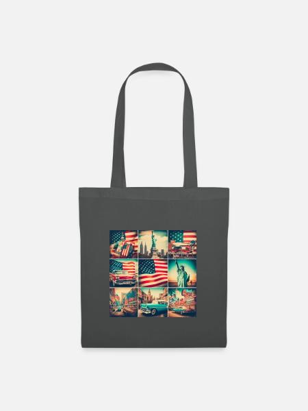 retro images with the USA flag - Stoffbeutel - Graphite