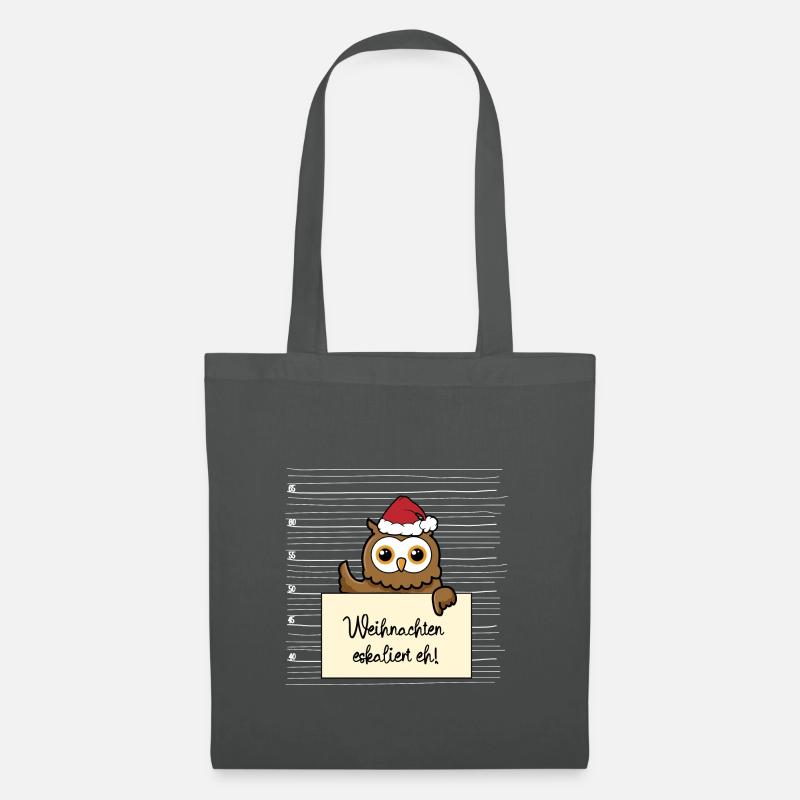 Es eskaliert eh lustige Weihnachten Eule - Stoffbeutel - Graphite