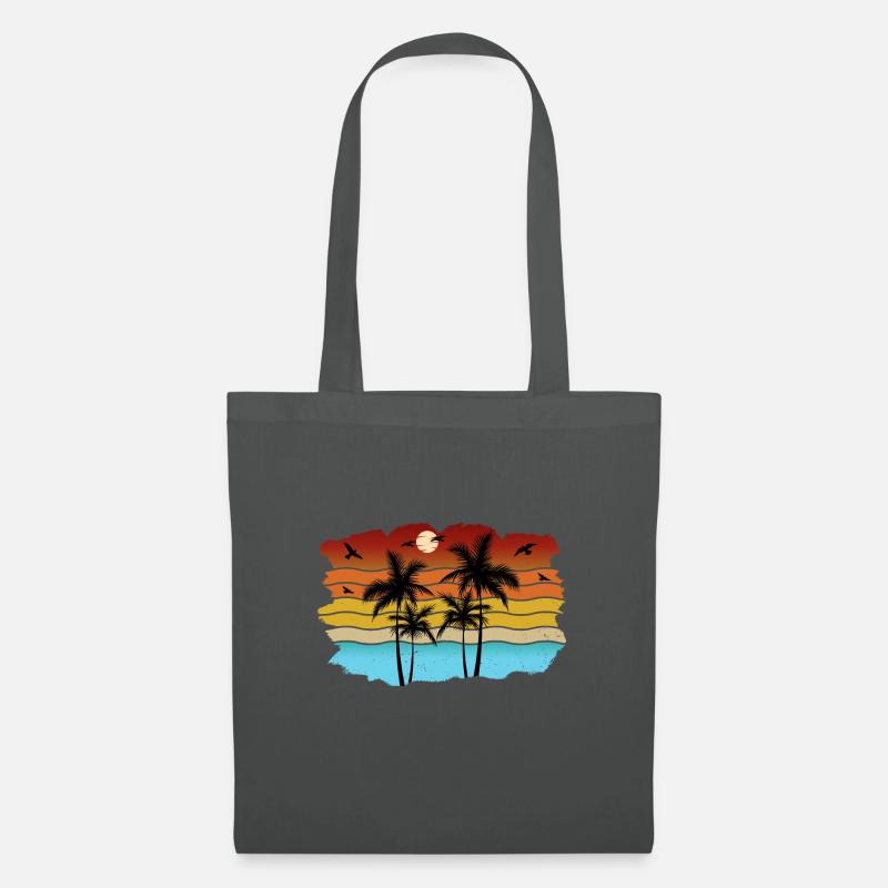 Sunset beach summer gift beach retro - Tote Bag - graphite grey