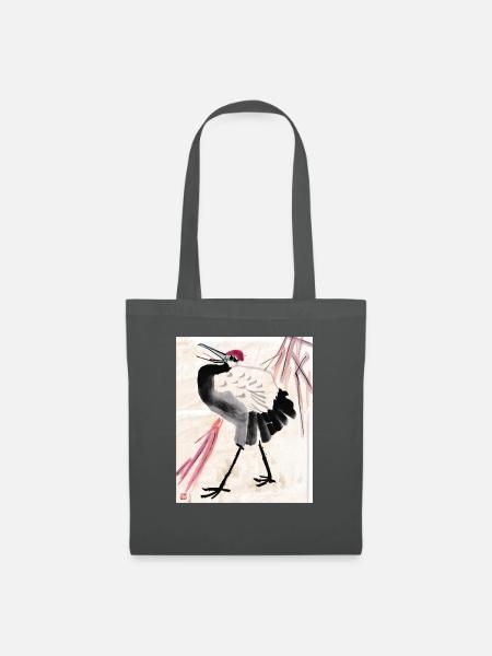 Chinesische Malerei Storch - Stoffbeutel - Graphite