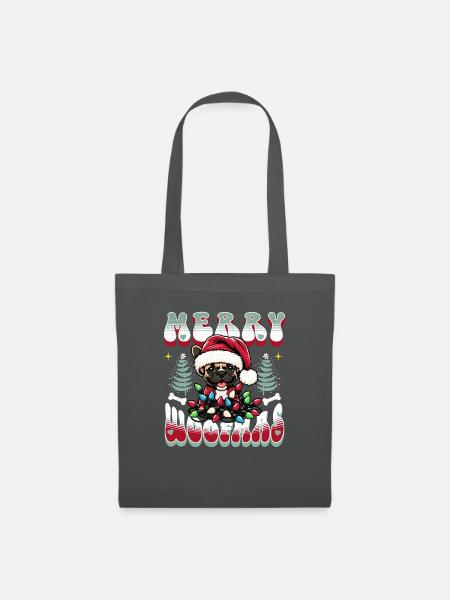 Frenchie Merry Woofmas Santa Christmas Dog - Stoffbeutel - Graphite