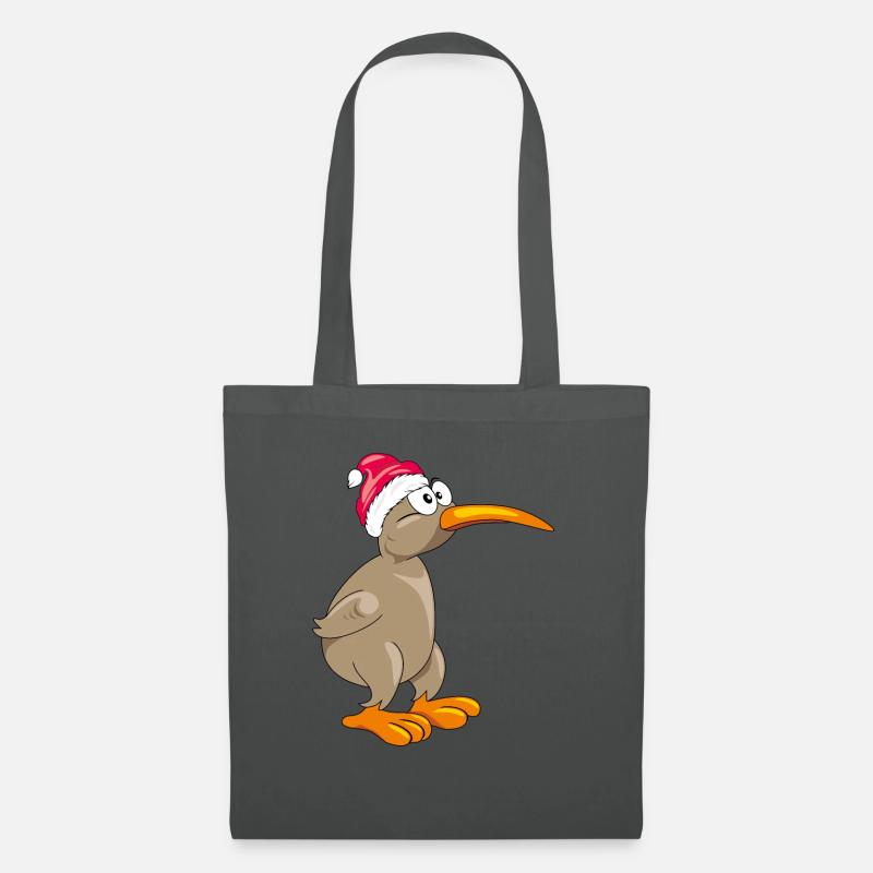 Kiwi-Vogel mit Weihnachtsmütze - Stoffbeutel - Graphite