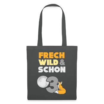 3 Jahre Geburtstag Junge Mädchen Fuchs - Stoffbeutel - Graphite - Vorne