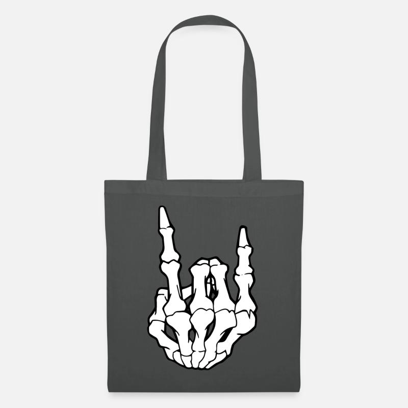 Hand Skelett Rock´n´ Roll Geschenk Idee weiss - Stoffbeutel - Graphite