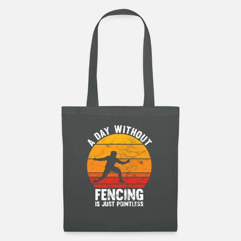 Fencer a day without fencing is pointless retro - Stoffbeutel - Graphite