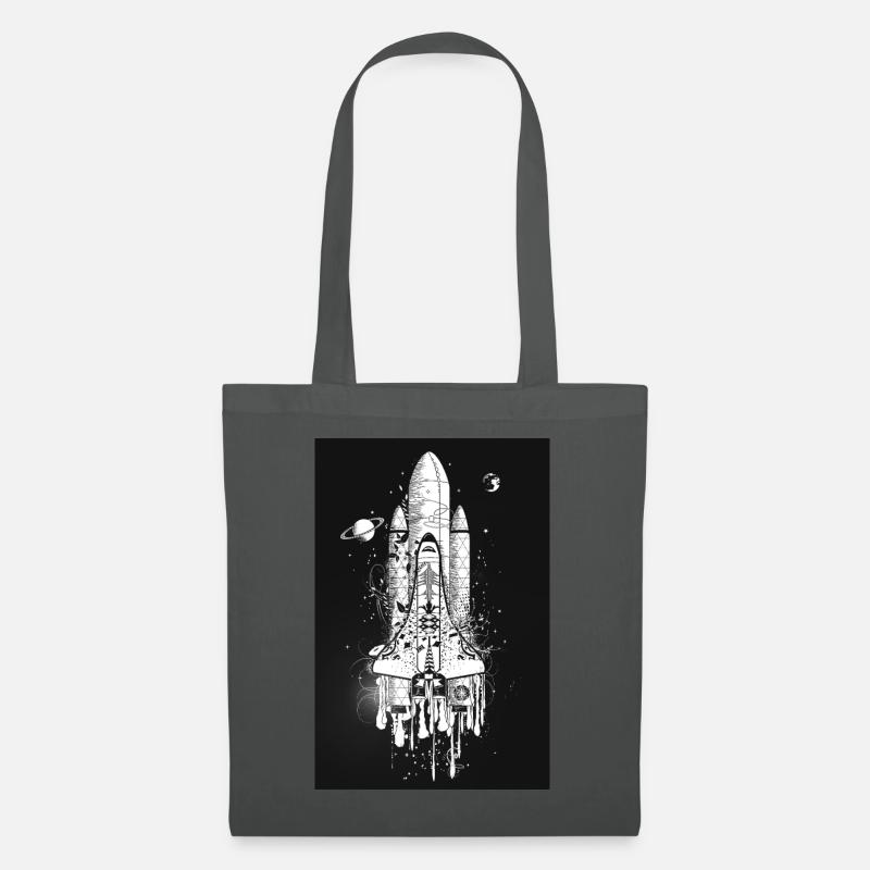 Fantasievolles Space Shuttle im Graffiti Stil - Stoffbeutel - Graphite