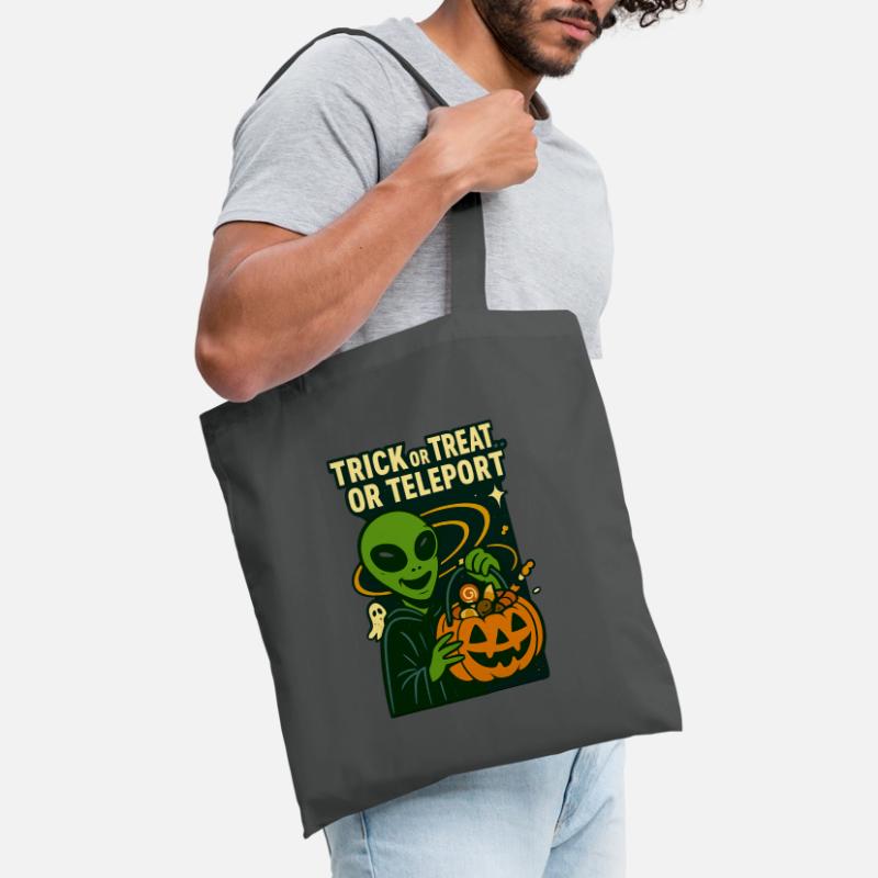 Alien Halloween T-Shirt – Süßes oder Saures... oder... Stoffbeutel