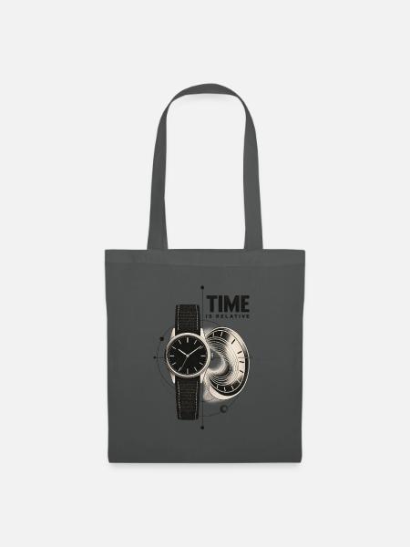Zeitrelativität Uhr und Wurmloch - Stoffbeutel - Graphite