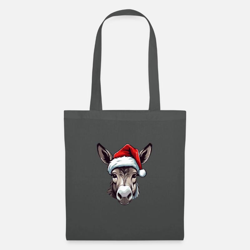 Esel Weihnachten Tier Kopf - Stoffbeutel - Graphite