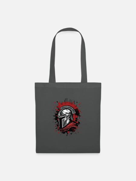 Spartaner Helm Kopf Sparta - Stoffbeutel - Graphite