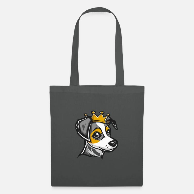 Jack Russel Terrier Hund Krone - Stoffbeutel - Graphite