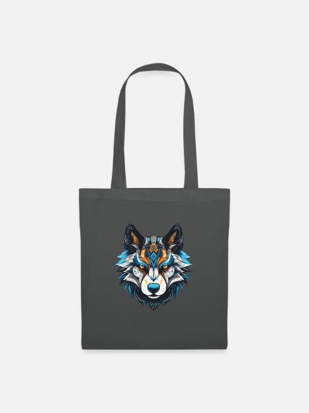 Husky Hund Porträt Kopf - Stoffbeutel - Graphite