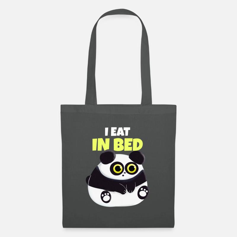 Ich esse im Bett - Süßer Panda - Stoffbeutel - Graphite
