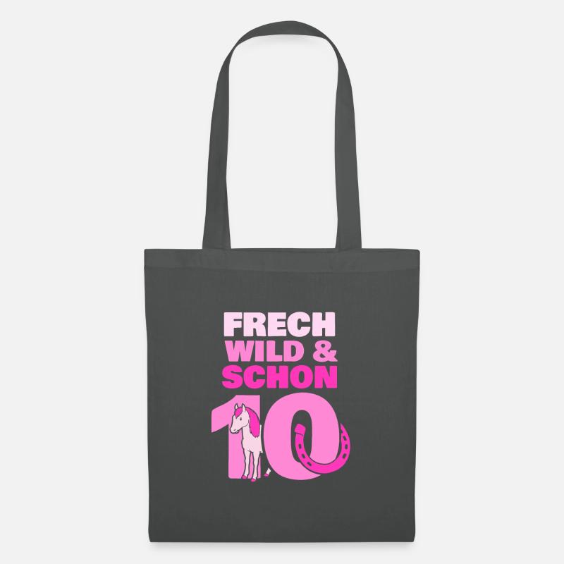 Geschenk 10 Jahre Geburtstag Mädchen Pferd - Stoffbeutel - Graphite