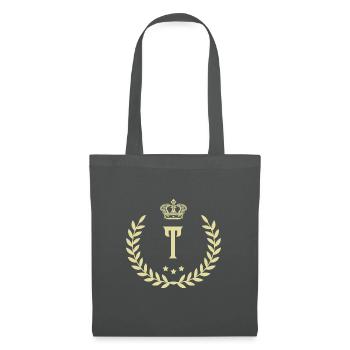Couronne de lettres T - Sac en tissu - gris graphite - Devant
