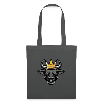 Bulle Porträt Stier Taurus Krone - Stoffbeutel - Graphite - Vorne