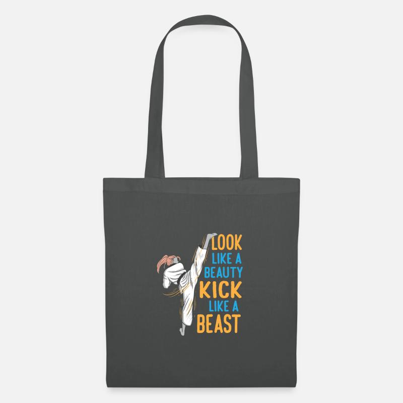Looks Like A Beauty Kicks Like A Beast Funny - Stoffbeutel - Graphite
