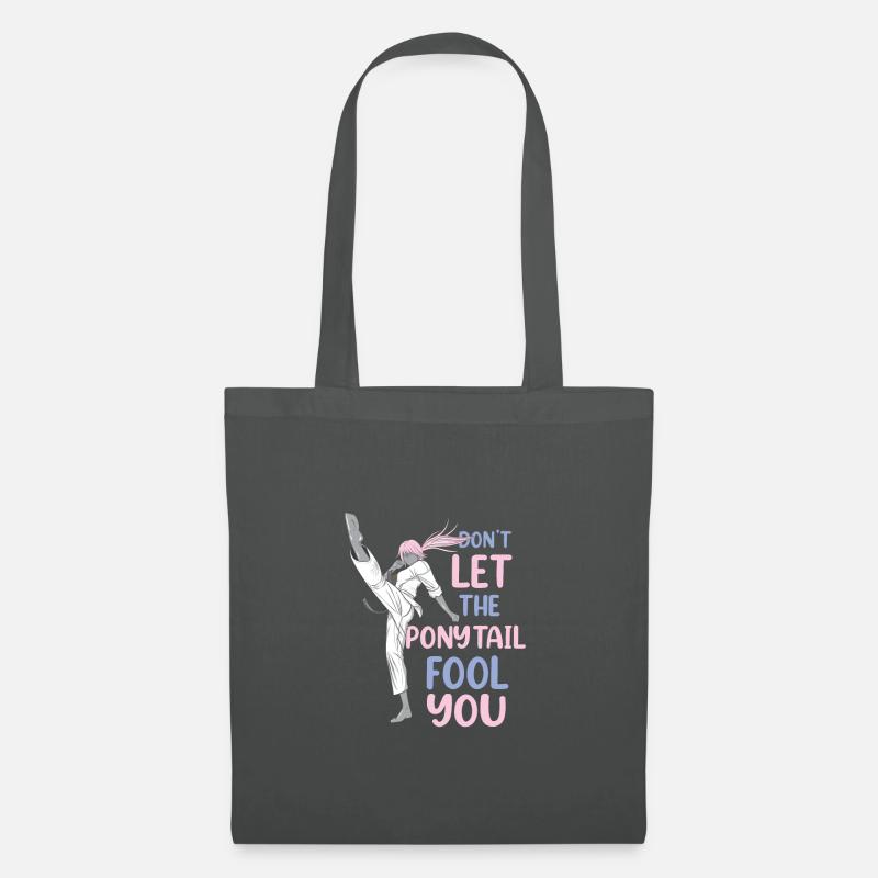 Don't Let The Ponytail Fool You Funny Karate - Stoffbeutel - Graphite