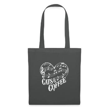 Ich liebe Katzen und Kaffee - Stoffbeutel - Graphite - Vorne