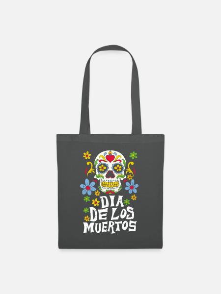 Dia De Los Muertos Tag der Toten Totenkopf - Stoffbeutel - Graphite