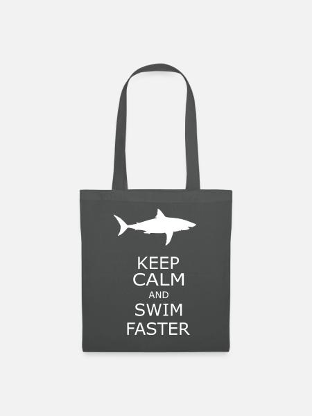 Keep calm and swim faster - Shark Motiv - Stoffbeutel - Graphite