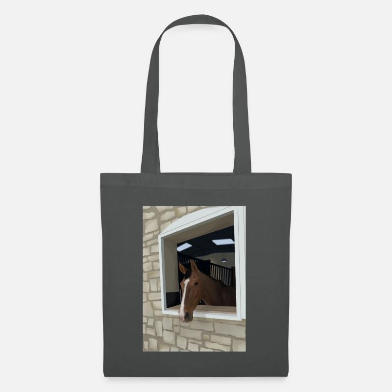 Braunes Pferd - Stoffbeutel - Graphite
