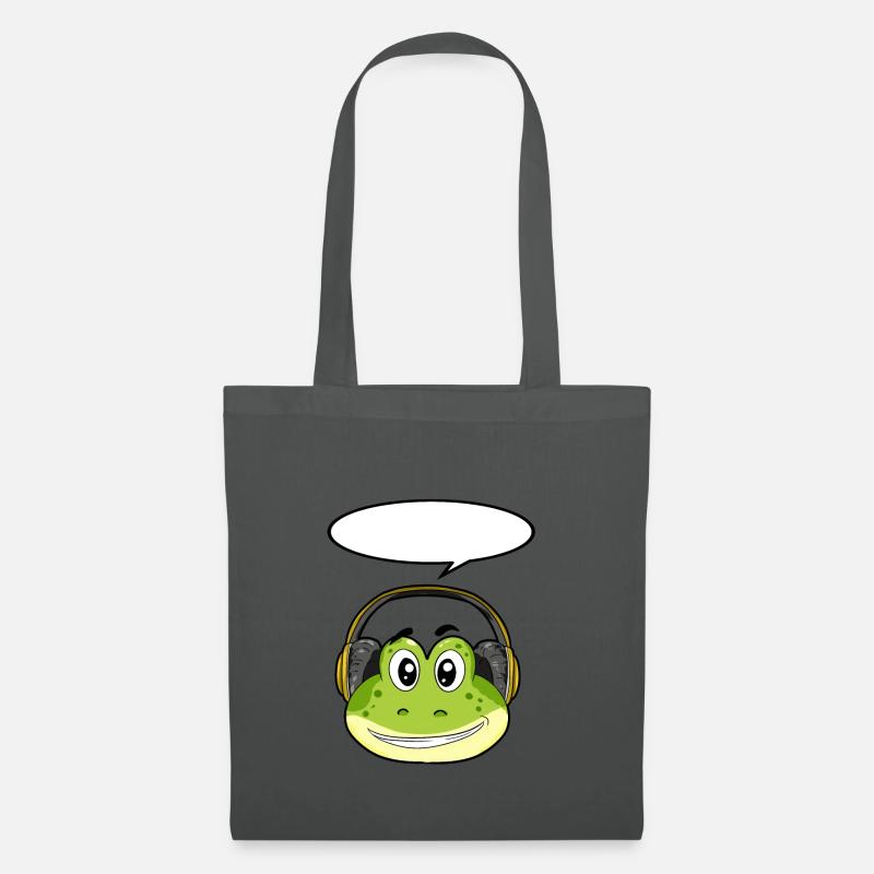 Frosch mit Kopfhörer - Stoffbeutel - Graphite