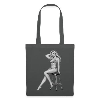 Klassisches Pin-up: Blonde Retro-Schönheit - Stoffbeutel - Graphite - Vorne