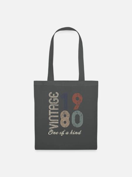 44. Geburtstag 1980 - Vintage-Retro-Geschenkidee - Stoffbeutel - Graphite