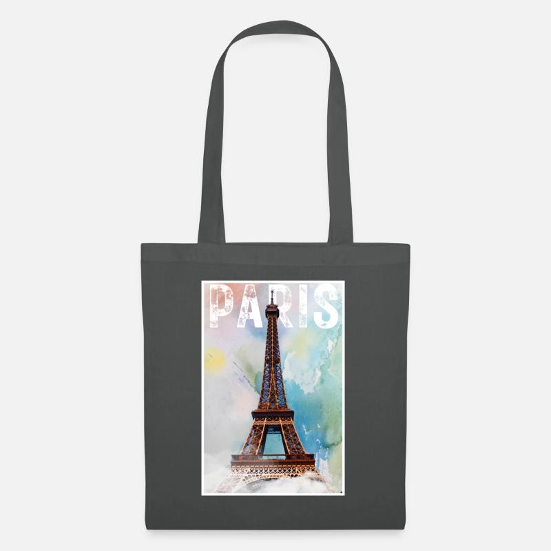 Paris Vintage Reiseposter mit Eiffelturm - Stoffbeutel - Graphite