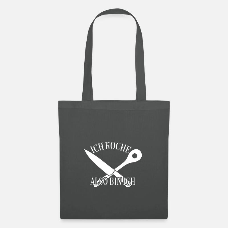 Ich koche also bin ich - lustiger Kochspruch - Stoffbeutel - Graphite
