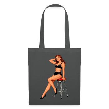 Vintage Rockabilly Pin-up: Rothaarige Schönheit - Stoffbeutel - Graphite - Vorne