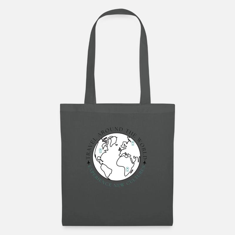 Reisemotiv mit Spruch - Stoffbeutel - Graphite