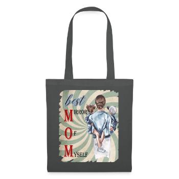 Best MOM - Mirror of Myself Frau mit 2 Kindern - Stoffbeutel - Graphite - Vorne