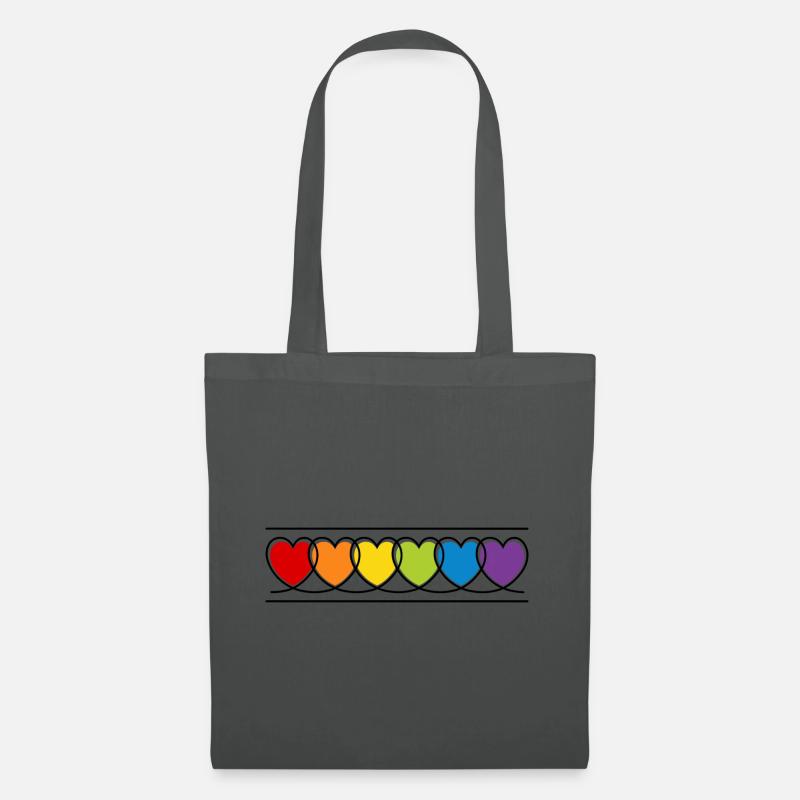 LGBT CSD LGBTQ+ HERZ REGENBOGEN HERZEN PRIDE MONTH - Stoffbeutel - Graphite