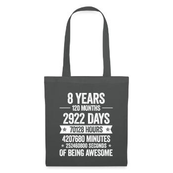 8 Years Awesome Decoration Birthday Gift Funny - Tote Bag - graphite grey - Front