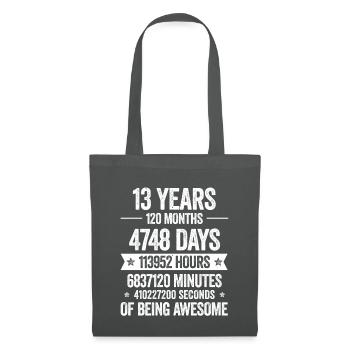 13 Years Awesome Decoration Birthday Gift Funny - Tote Bag - graphite grey - Front