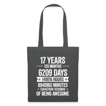17 Years Awesome Decoration Birthday Gift Funny - Tote Bag - graphite grey - Front