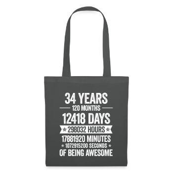33334 Years Awesome Decoration Birthday Gift Funny - Tote Bag - graphite grey - Front