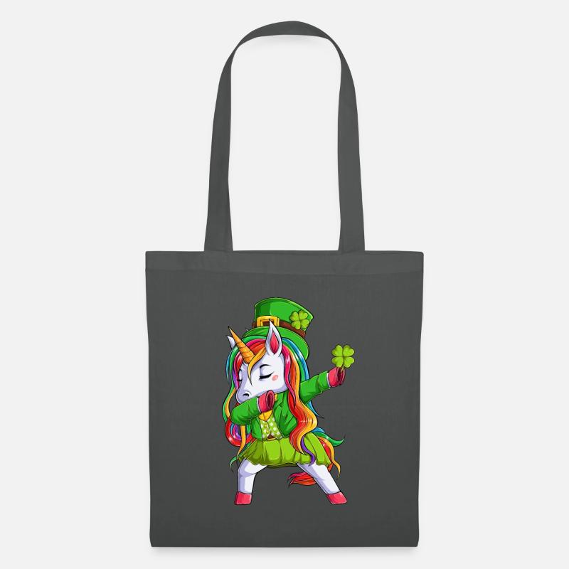 Irish Einhorn Grün Kleeblatt St Patricks Day - Stoffbeutel - Graphite
