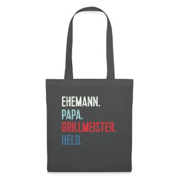 Bester Ehemann Papa Grillmeister Held - Stoffbeutel - Graphite - Vorne