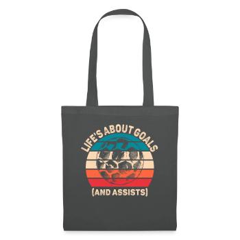 Life Is About Goals And Assists Futbol Soccer - Tote Bag - graphite grey - Front