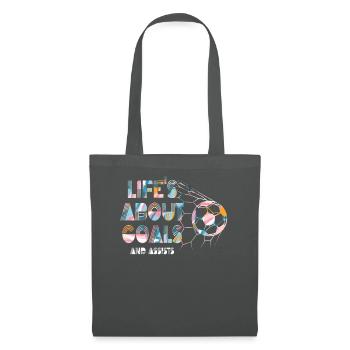 Im Leben geht es um Tore und Vorlagen Futbol Soccer - Stoffbeutel - Graphite - Vorne