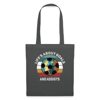 Life Is About Goals And Assists Futbol Soccer - Tote Bag - graphite grey - Front