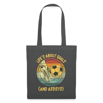 Life Is About Goals And Assists Futbol Soccer - Tote Bag - graphite grey - Front