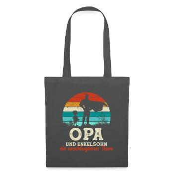Team Super Opa und Enkelsohn Vatertag - Stoffbeutel - Graphite - Vorne