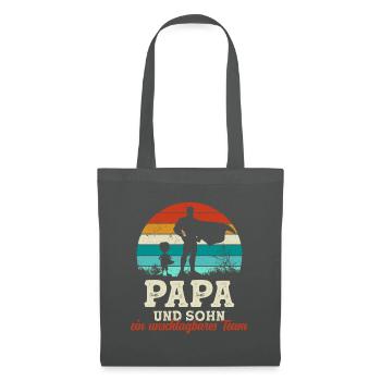 Team Super Papa und Sohn Vatertag Geschenk - Stoffbeutel - Graphite - Vorne