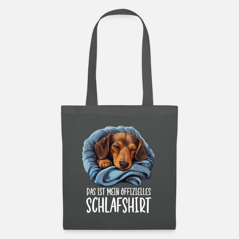 Offizielles Schlafshirt Dackel Pyjama Oberteil - Stoffbeutel - Graphite